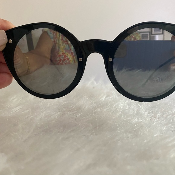 Spitfire England Black Rimmed Cat Eye Sunglasses. Silver mirrored lens. main image 7